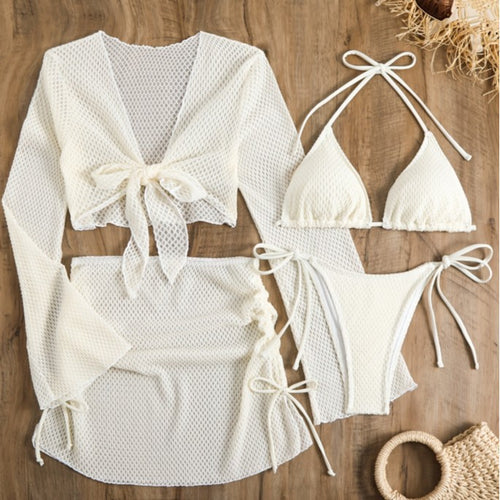 Damen Mesh-Badeanzug mit gebundenem Oberteil und hohem Bund Echo Archiv