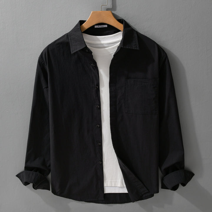 Herren Relaxed-Fit Baumwoll-Overshirt mit Kentkragen und Brusttasche Echoarchiv