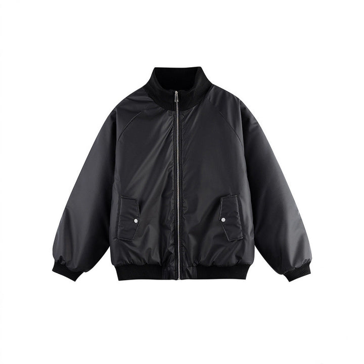 Unisex Boxy-Übergangs-Bomberjacke mit Stehkragen und Pattentaschen Echo Archiv