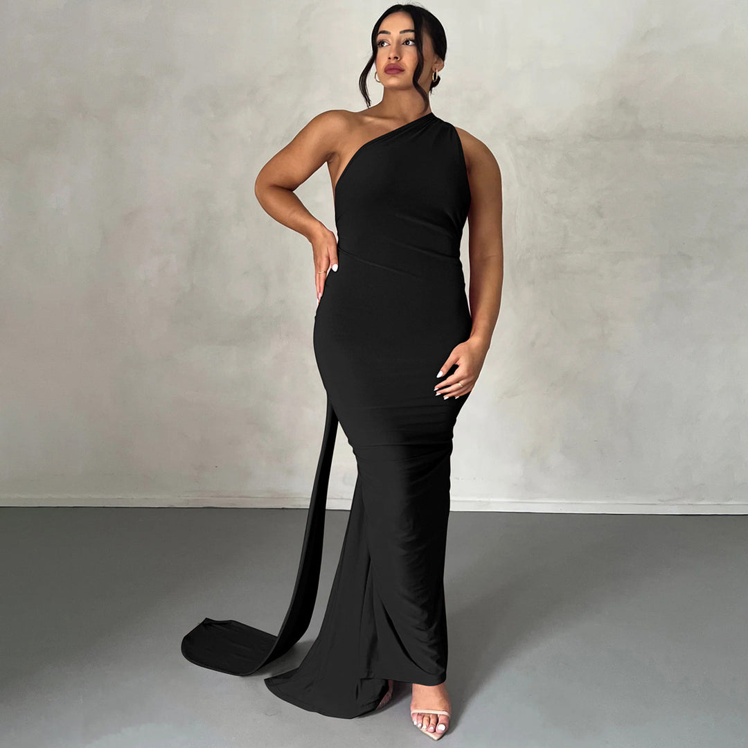 Damen Elegantes One-Shoulder Maxikleid mit figurbetonter Silhouette Echo Archiv
