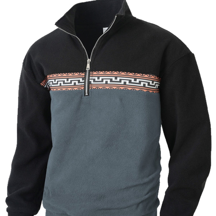 Herren Fleece-Pullover mit modernem Reißverschluss und kreativem Design Echoarchiv