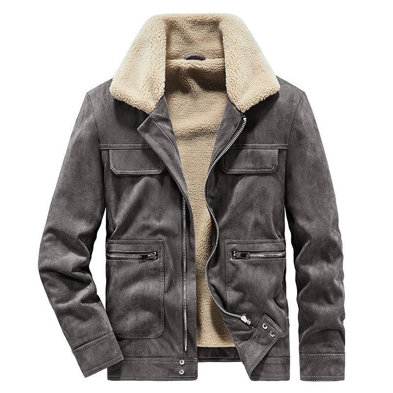 Herren Veloursimitatjacke im Fliegerstil mit Teddyfutter und Reißverschlusstaschen Echo Archiv