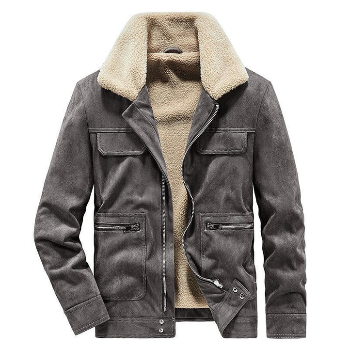 Herren Veloursimitatjacke im Fliegerstil mit Teddyfutter und Reißverschlusstaschen Echo Archiv