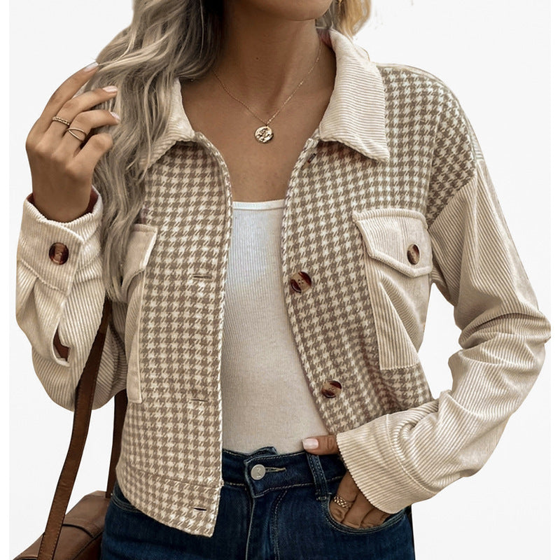 Damen Modische Karierten Cordjacke Echo Archiv