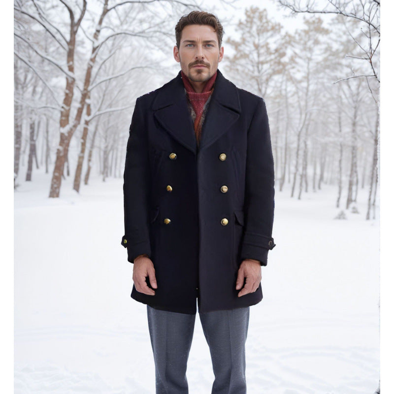 Herren eleganter Doppelt breiter Wintermantel Echoarchiv