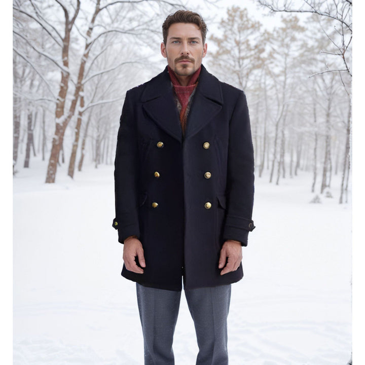 Herren eleganter Doppelt breiter Wintermantel Echoarchiv