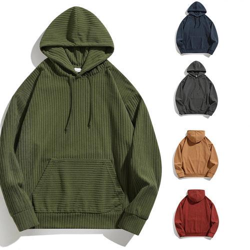 Herren lässiger Ripp-Pullover mit Kapuze Echoarchiv
