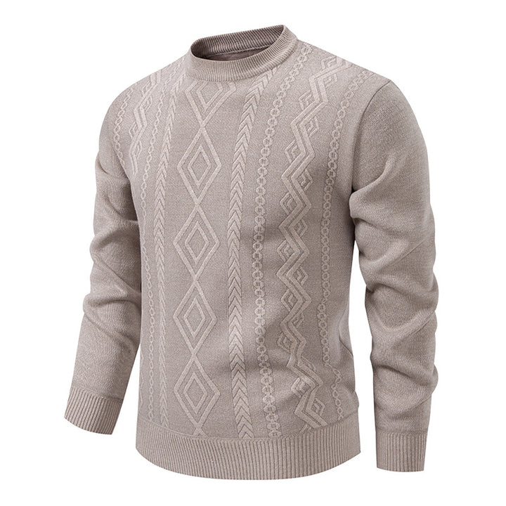 Herren nan gestrickter Rundhalspullover mit Rautenmuster und feinem Strukturstrick Echo Archiv