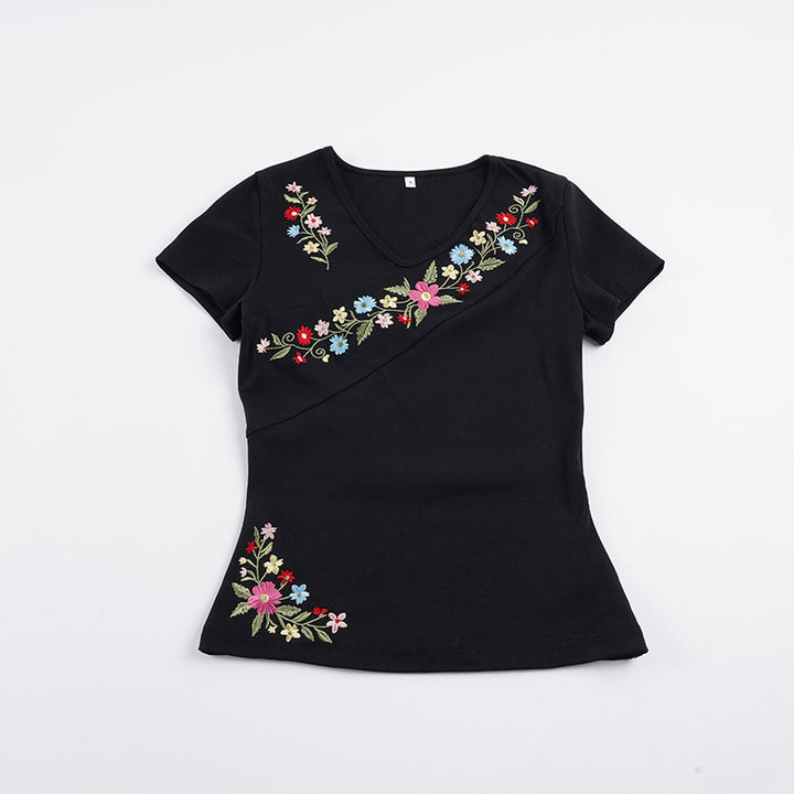 Damenbluse mit floralem Stickdesign und tailliertem Schnitt Echo Archiv