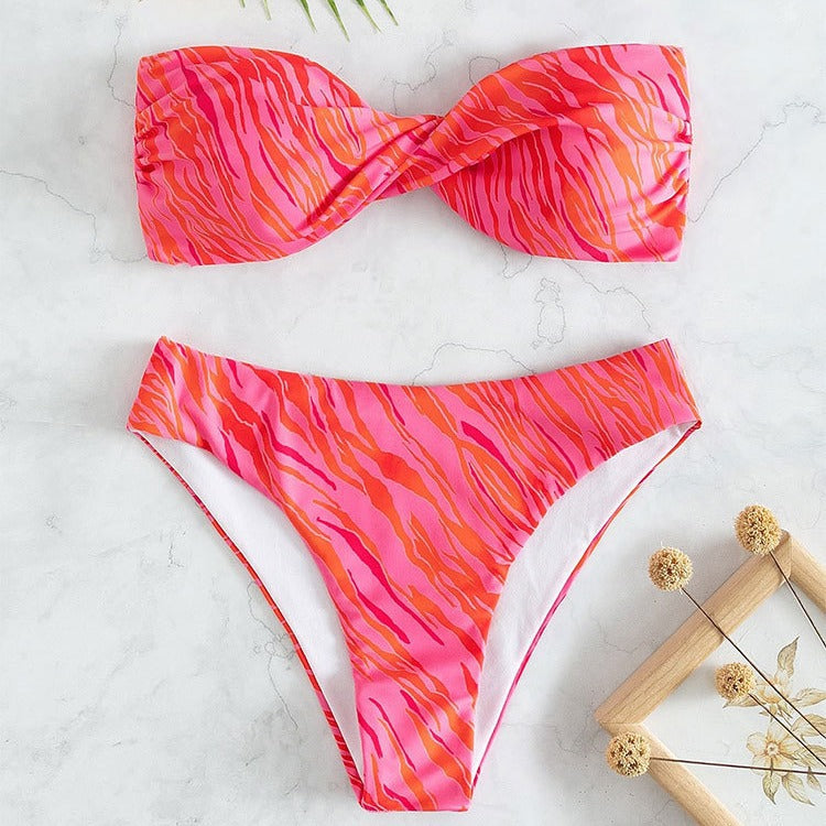 Damen Bandeau-Bikini mit modernem Leopardenmuster Echo Archiv