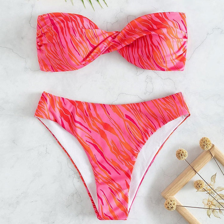 Damen Bandeau-Bikini mit modernem Leopardenmuster Echo Archiv