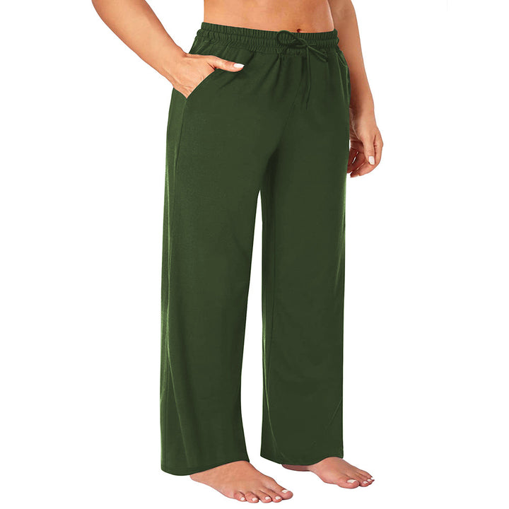 Damen Weite High-Waist Yogahose mit Leopardenmuster und Kordelzug echoarchiv-