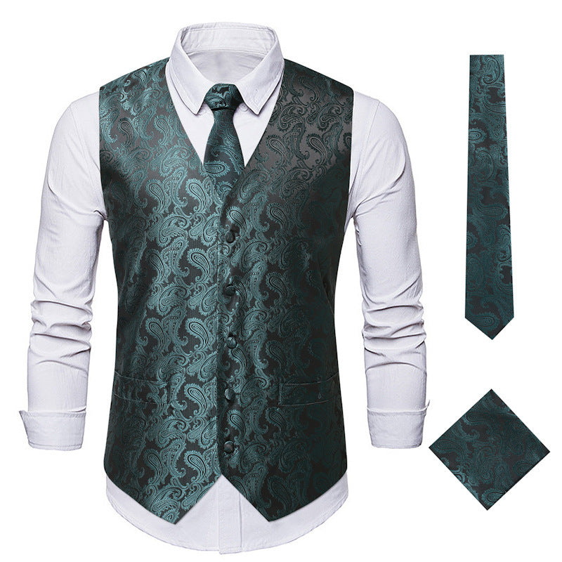 Herren elegante Weste mit feinem Paisleymuster und passendem Krawatten-Set Echoarchiv