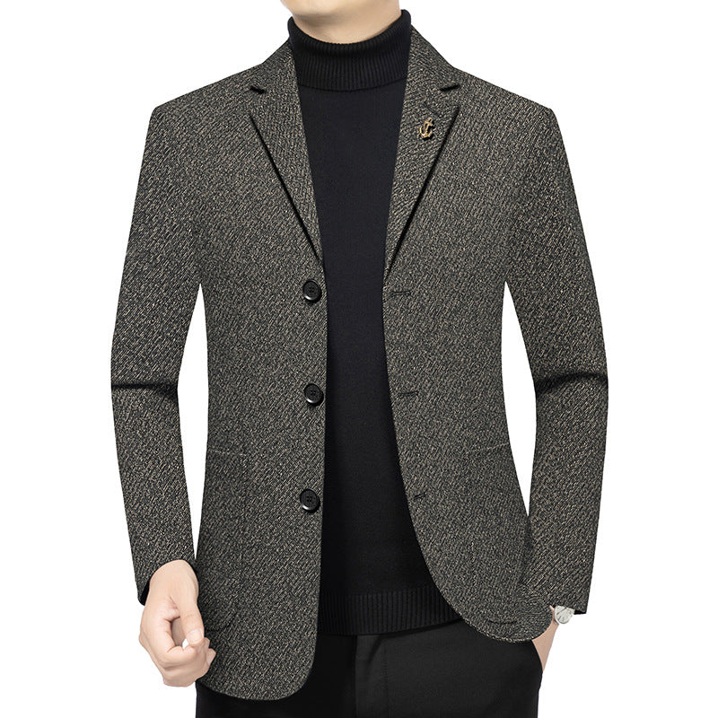 Herren Modernes Einreihiges City-Blazer mit aufgesetzten Taschen und leichter Halbfütterung – Tianoro