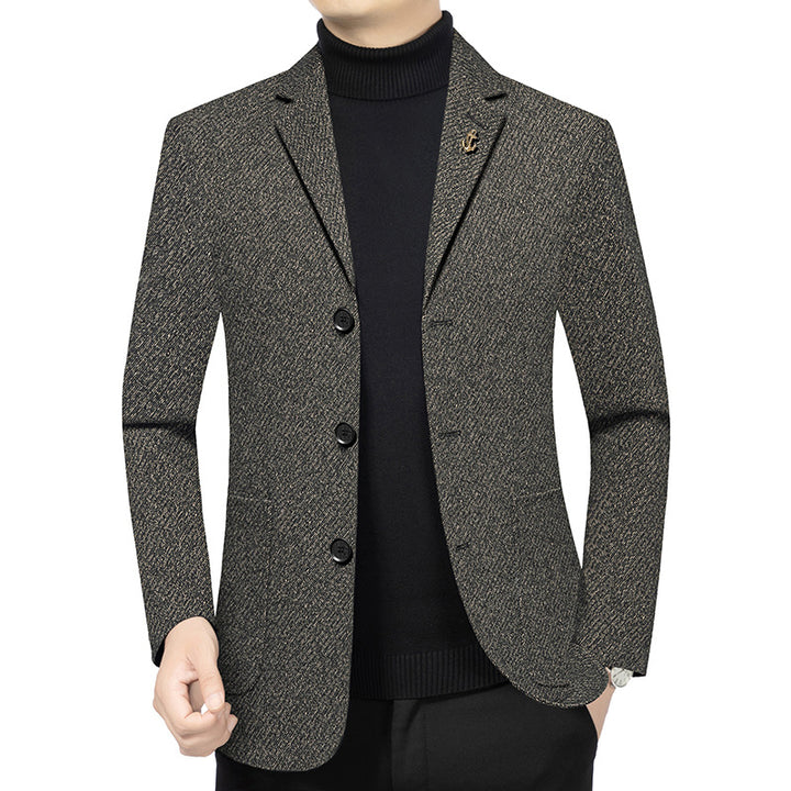 Herren Modernes Einreihiges City-Blazer mit aufgesetzten Taschen und leichter Halbfütterung – Tianoro