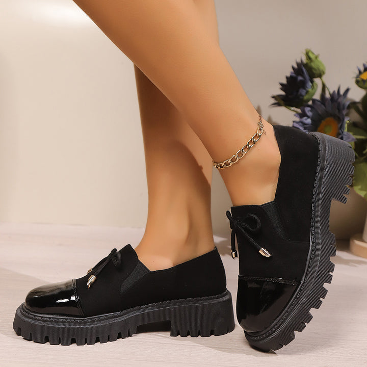 Damen nan modische Chunky-Loafer mit Animalprint, Lack-Toecap und profilierter Traktorsohle Echo Archiv