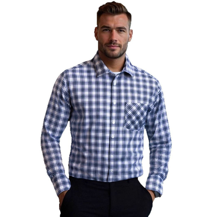 Herren Karo Langarmhemd mit Brusttasche Echoarchiv