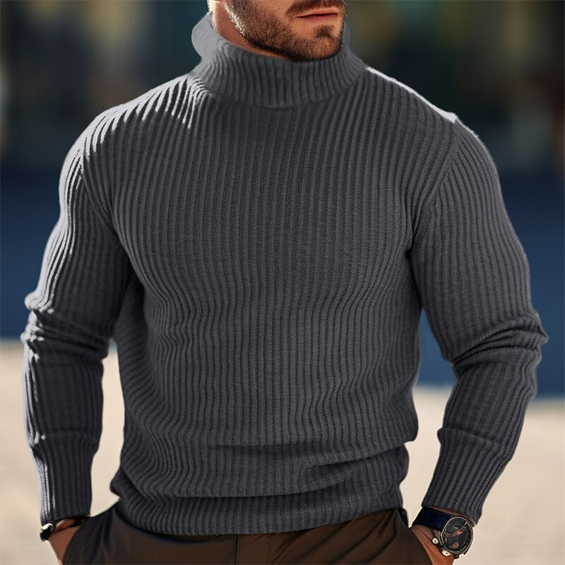 Herren Stehkragen Pullover aus strukturiertem Strick Echoarchiv