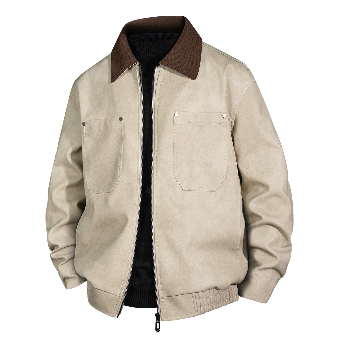 Herren Kurzjacke aus Veloursleder-Imitat mit geripptem Kragen und aufgesetzten Brusttaschen Echo Archiv