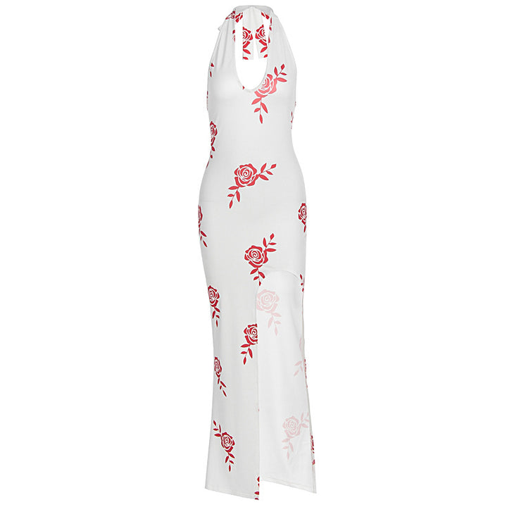 Damen Elegantes Maxikleid mit floralem Print und transparentem Schlitz Echo Archiv