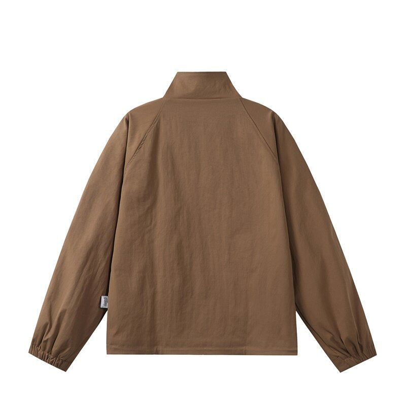Herren Leichte Übergangsjacke im minimalistischen Field‑Style mit hohem Stehkragen und verdeckter Frontblende Echoarchiv