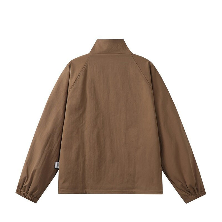 Herren Leichte Übergangsjacke im minimalistischen Field‑Style mit hohem Stehkragen und verdeckter Frontblende Echoarchiv