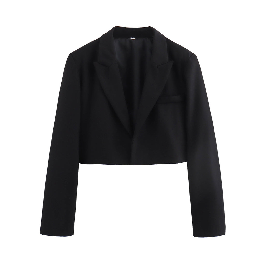 Damen kurzgeschnittener Cropped-Blazer mit Reverskragen, figurbetonter Taillierung und Brustleistentasche – Valéne