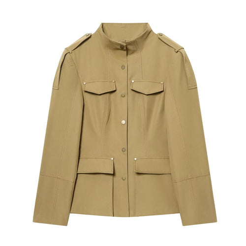 Damen Utility-Jacke mit Stehkragen, Pattentaschen und Schulterklappen Echo Archiv