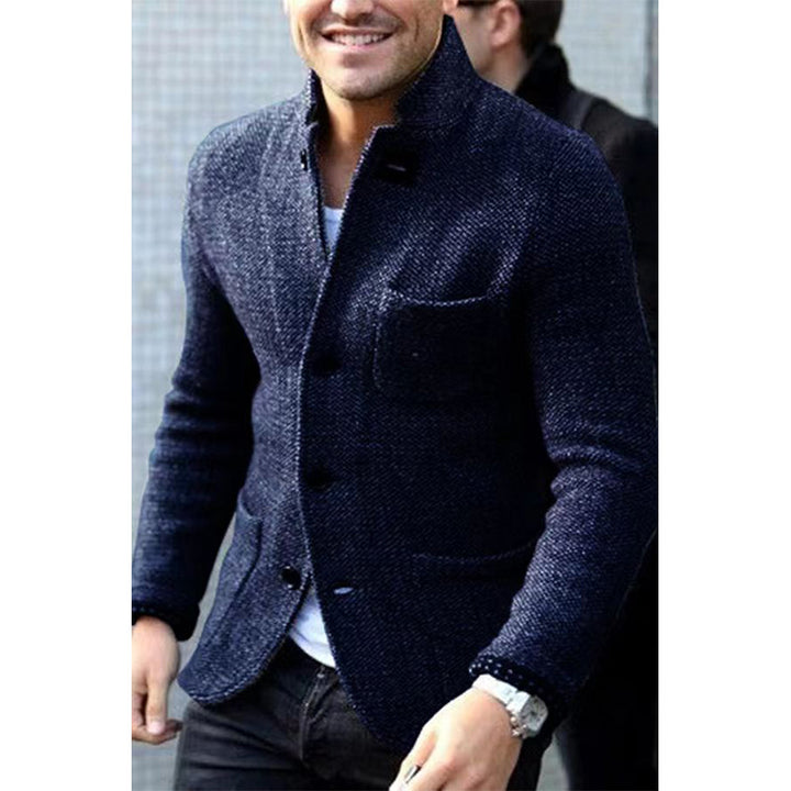 Herren Strickblazer mit Stehkragen und aufgesetzten Taschen Echo Archiv