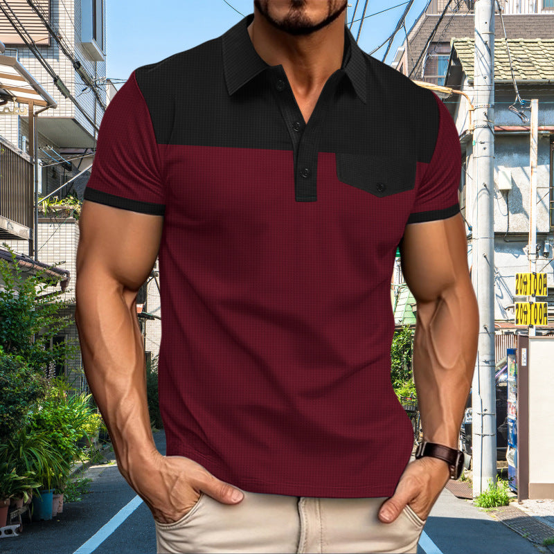 Herren Poloshirt mit kontrastierenden Designelementen und praktischer Brusttasche Echoarchiv