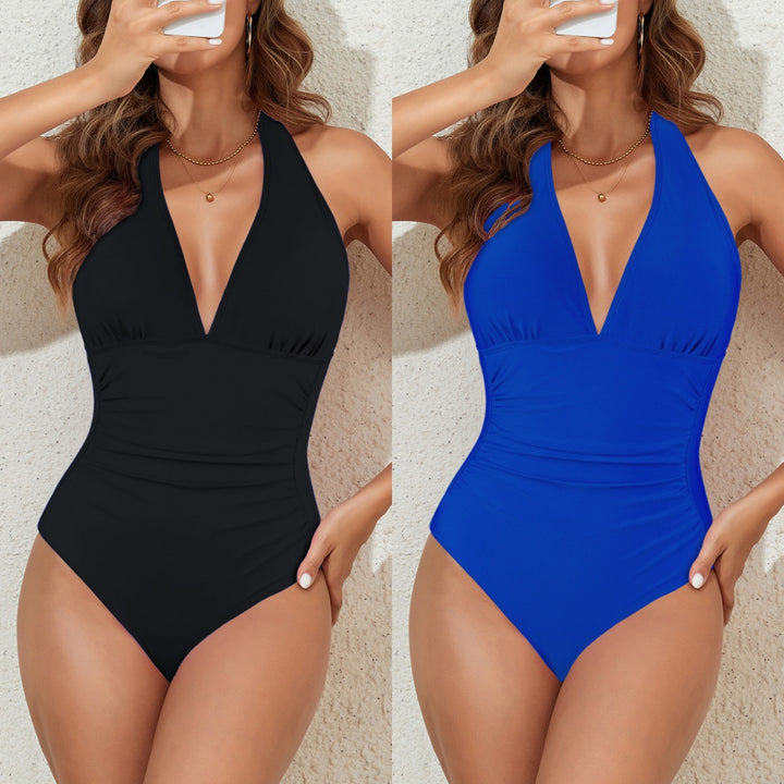 Damen Eleganter hochgeschnittener Badeanzug mit dekorativen Schleifendetails Echo Archiv