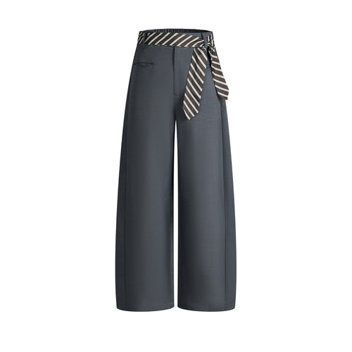 Damen Hochgeschnittene Palazzo-Culotte mit weitem Bein und gestreiftem Bindegürtel Echo Archiv