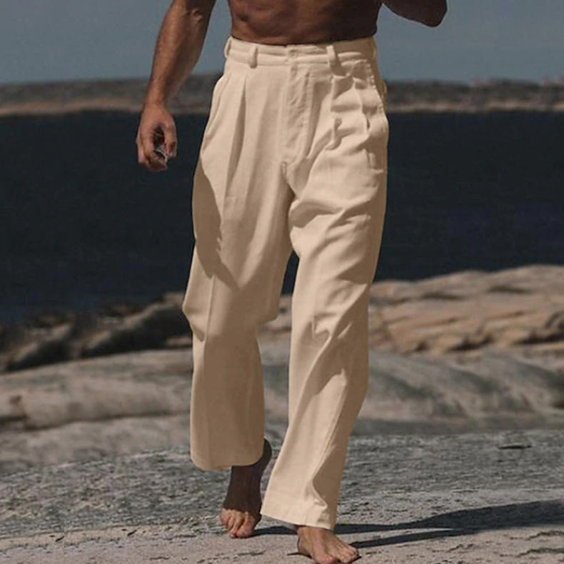 Herren elegante Leinenhose mit weitem Schnitt und hohem Tragekomfort Echoarchiv