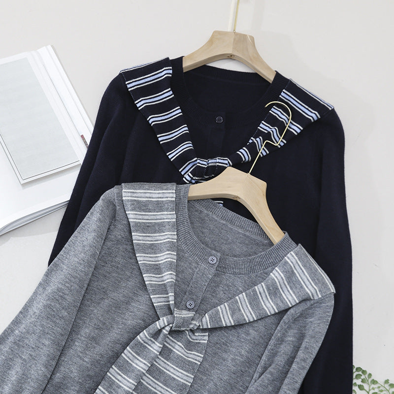 Damen Feiner Button-Cardigan mit maritimem Schultertuch-Detail aus leichtem Feinstrick Echo Archiv