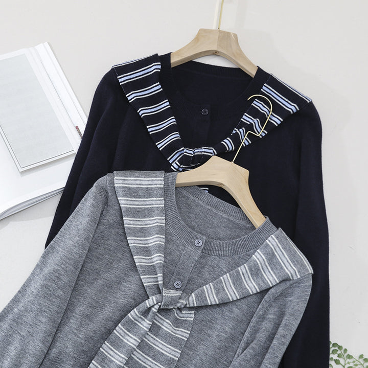 Damen Feiner Button-Cardigan mit maritimem Schultertuch-Detail aus leichtem Feinstrick Echo Archiv