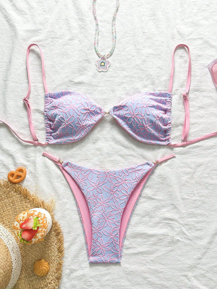 Damen attraktiver Blumenmuster-Bikini Echo Archiv