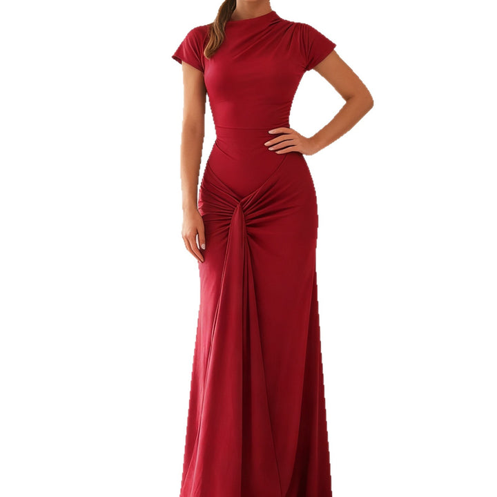 Damen Elegantes Langarm Maxi-Kleid mit Drapierung und figurformendem Schnitt Echo Archiv