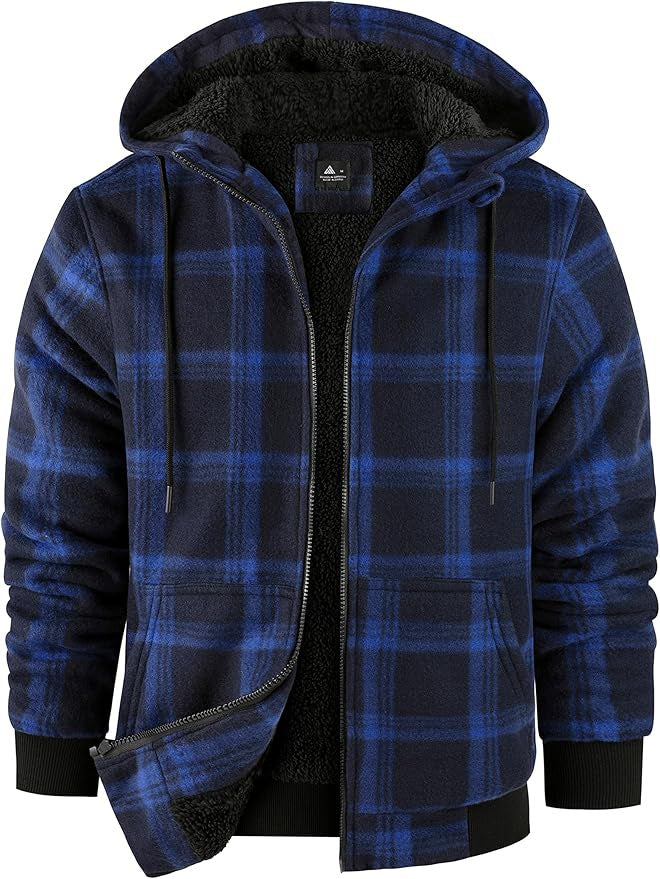 Herren gefütterte Flanelljacke mit urbanem Karomuster Echoarchiv