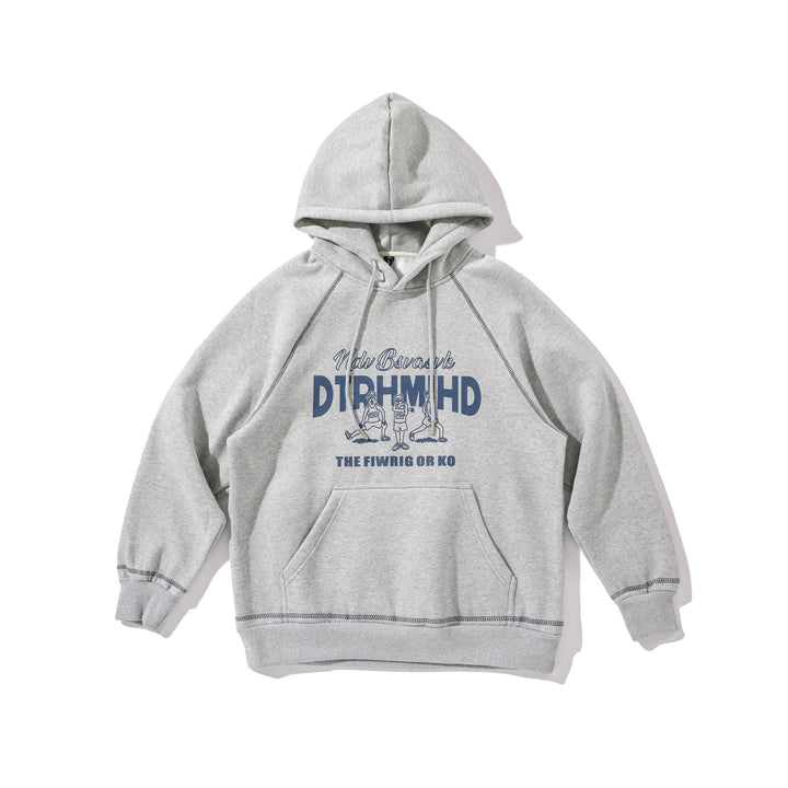 Unisex Oversize Kapuzenpullover mit Raglannähten, Kängurutasche und Vintage-Print Echoarchiv