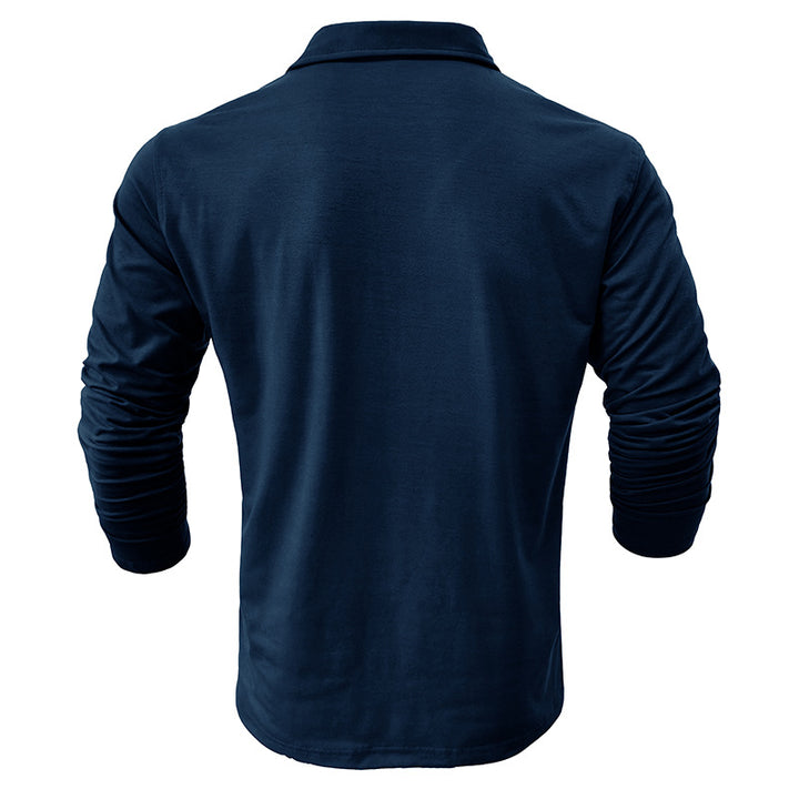 Herren Langarmshirt mit modischen Knöpfen und Brusttasche Echoarchiv