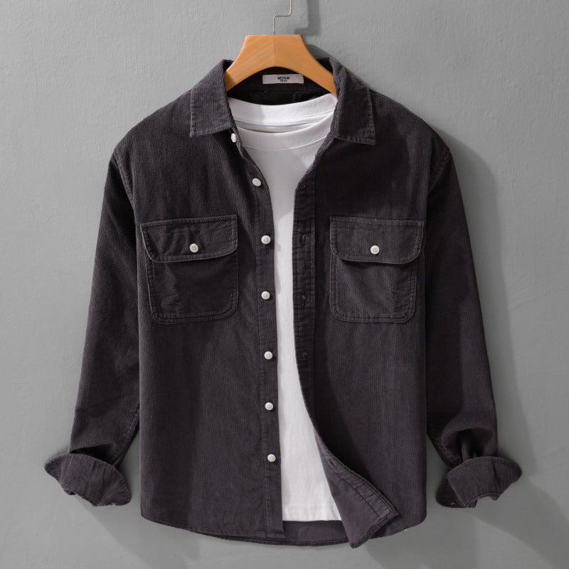 Herren Cord-Overshirt im Relaxed-Fit mit aufgesetzten Brustklappen und weichem Griff Echoarchiv