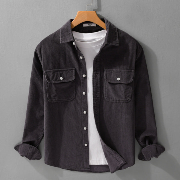 Herren Cord-Overshirt im Relaxed-Fit mit aufgesetzten Brustklappen und weichem Griff Echoarchiv