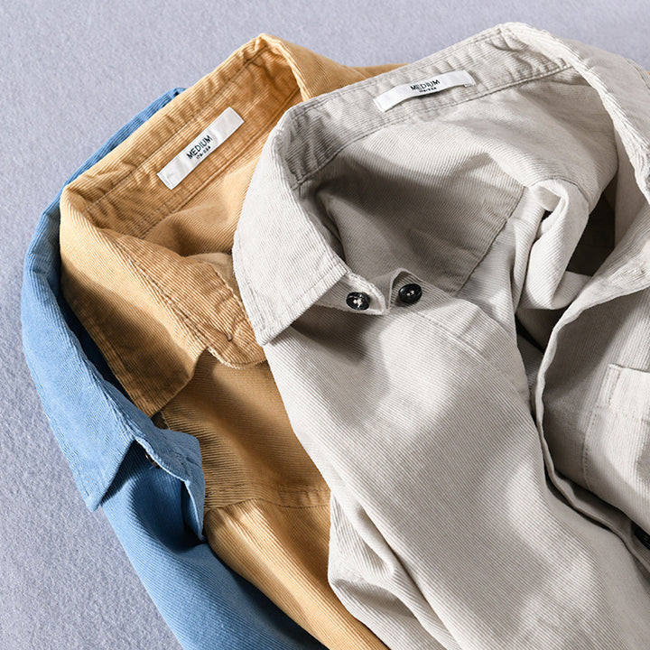 Herren Lockeres Baumwoll‑Leinen Layering‑Hemd mit Brusttasche und Soft‑Touch‑Textur Echoarchiv