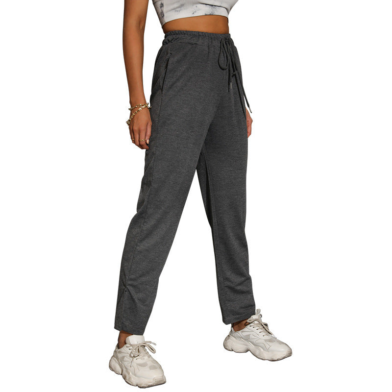 Damen Lässige High‑Waist Relaxhose mit weitem Bein, elastischem Bund und Tunnelzug Echoarchiv