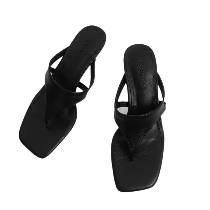 Damen elegante Zehentrenner-Pantoletten aus hochwertigem Wildleder mit bequemer Sohle Echoarchiv