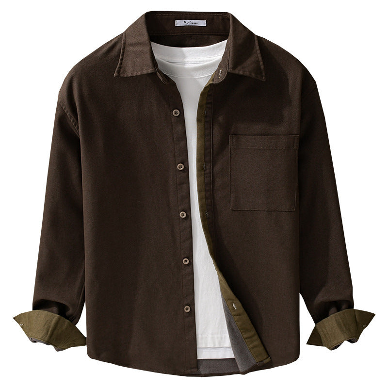 Herren Leichtes Baumwoll-Twill-Überhemd mit Brusttasche und Relaxed-Fit Echoarchiv