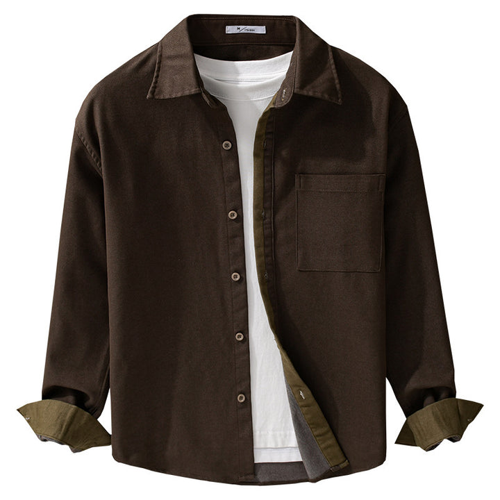 Herren Leichtes Baumwoll-Twill-Überhemd mit Brusttasche und Relaxed-Fit Echoarchiv