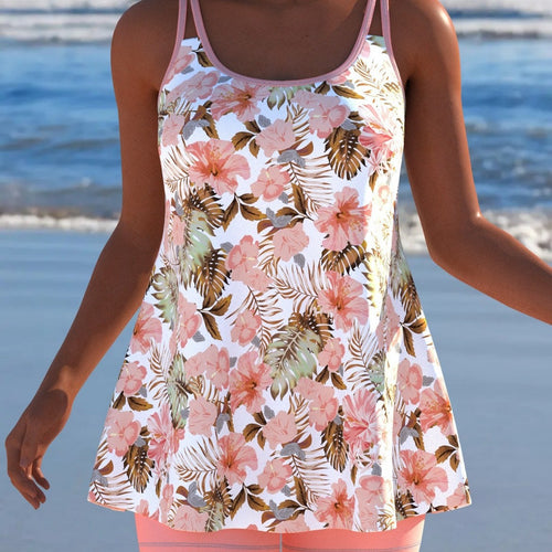 Damen Schwimmanzug in Plissee-Optik mit floralen Mustern und bequemen Shorts Echo Archiv