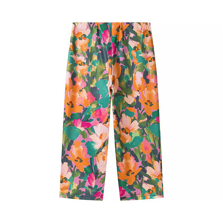 Damen Weite Cropped-Hose mit elastischem Bund und aquarelligem Blumenprint Echo Archiv