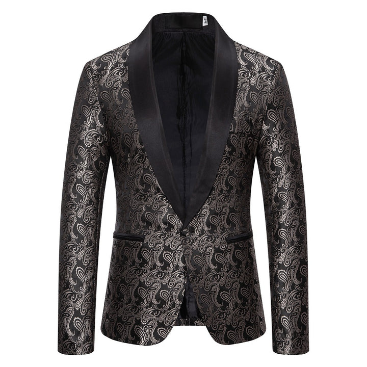 Herren eleganter Smoking-Blazer mit floralem Jacquard-Muster Echoarchiv